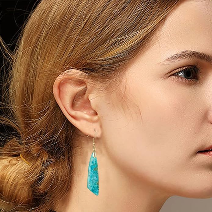 Boho Women Natural Stone Earrings Unique Healing Imperial Jasper Gemstone Energy Hypoallergenic Lightweight Dangle Drop Earrings Multiple Styles Earrings Jewelry for Birthday Party Gift
