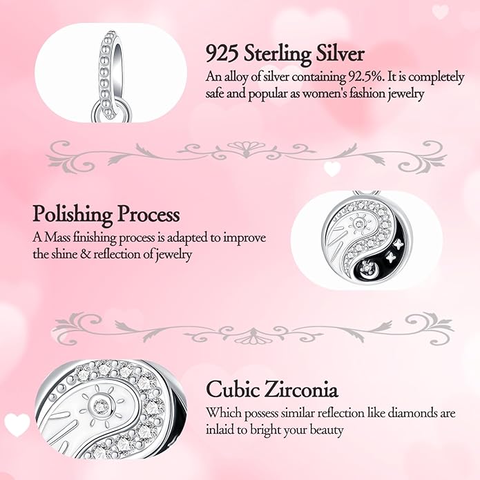 925 Sterling Silver Charms for Bracelets and Necklaces Charms for Women Fashion Jewelry for Women Friend and Mother
