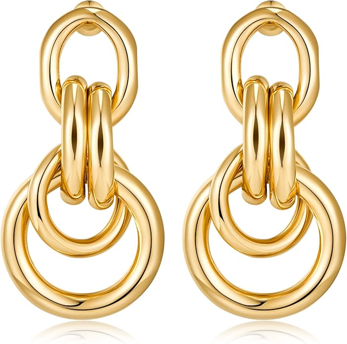 Gold Geometric Drop Dangle Earrings for Women Long Link Dangle Earrings Jewelry Gift