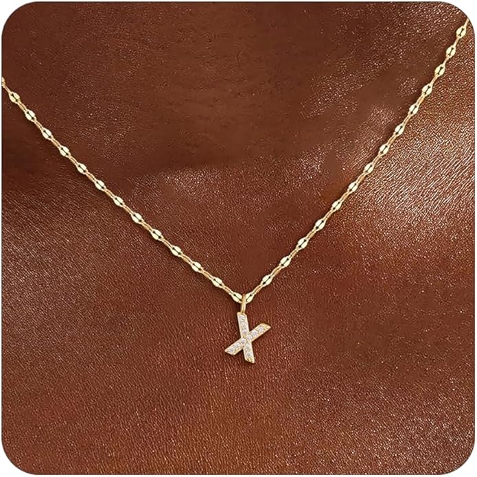 Initial Necklaces for Women,14K Gold Plated Necklaces, A-Z Letter Pendant Charm Necklace Trendy Dainty Hypoallergenic CZ Custom Personalized Name Necklace Gold Jewelry Birthday Christmas Gift for Her