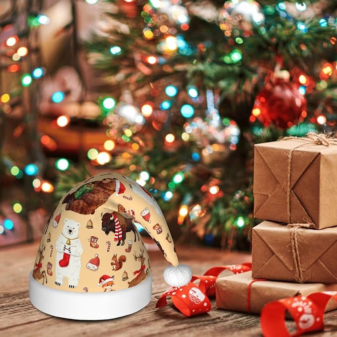 Christmas Santa Hat for Adults,Holiday Unisex Xmas Hat for New Year Party Headwear