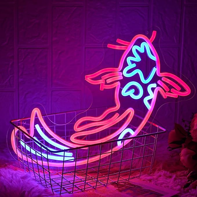 Koi Fish Neon Sign Koi Carp Neon Lights Japanese Fish Led Neon Red Blue Lucky Fish Neon Signs for Wall Decor 17”x9.5”with USB/Switch for Bar, Restaurant, Office, Living Room