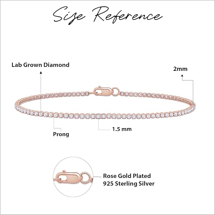 Tennis Bracelet for Women 1.10 to 1.30 Carat (ctw) Round Lab Grown Diamond Single Row Stacking Dainty Bracelets for Brides In 10K Solid Gold Or 925 Sterling Silver Jewelry Size-6.5 to 7.5 Inch
