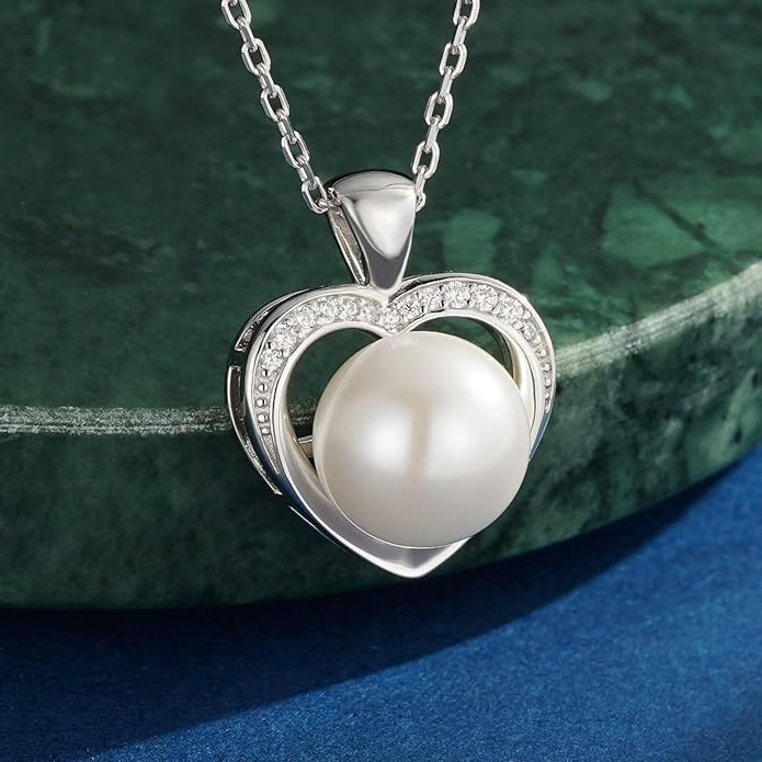Iefil Valentines Day Gifts for Her - 925 Sterling Silver 10-11mm Freshwater Pearl Necklace, Anniversary Birthday Gifts for Women Wife Girlfriend