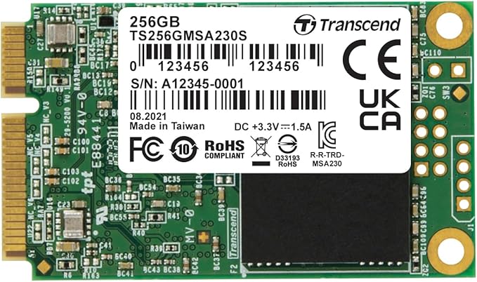 Transcend 256GB mSATA SSD with Dram Cache, Up to 530MB/s, Mini SATA III 6G/s Internal Solid State Drive for Ultrabook, Desktop, Tablet, PC, GPS, Server, 3D TLC NAND Flash, LDPC Error Correction, ECC