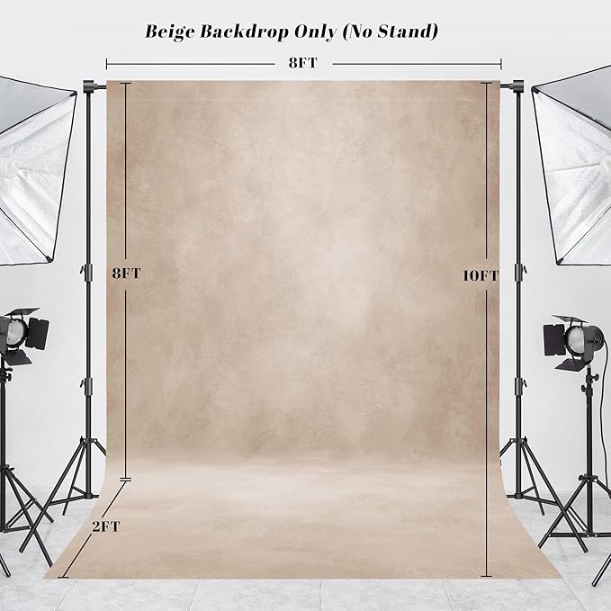 Abstract Professional Photography Backdrop for Portrait Photo Props Booth Background Photoshoot Studio with Polyester Fabric Roller Pocket on Top (8x10ft,Light Beige,No Stand)