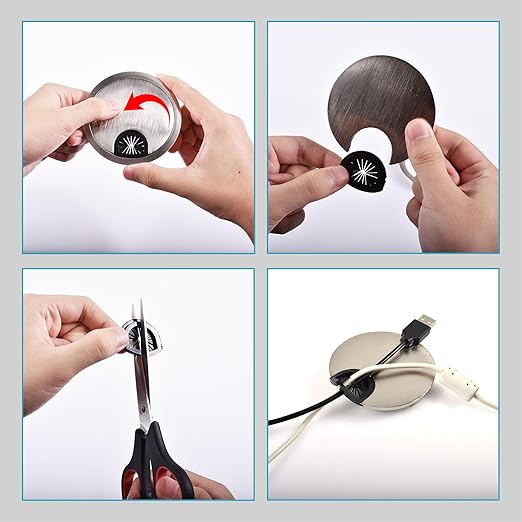 Desk Grommet 2-3/8 Inch 60mm, Zinc Alloy Computer Desk Wire Hole Cover, Office Desktop Cord Cable Hole Metal Ring, Bronze Tone