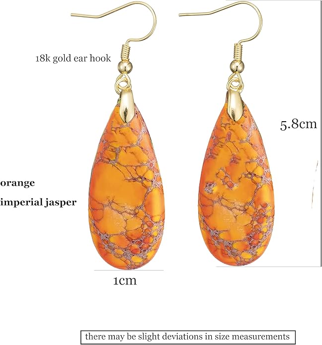 Boho Women Natural Stone Earrings Unique Healing Imperial Jasper Gemstone Energy Hypoallergenic Lightweight Dangle Drop Earrings Multiple Styles Earrings Jewelry for Birthday Party Gift