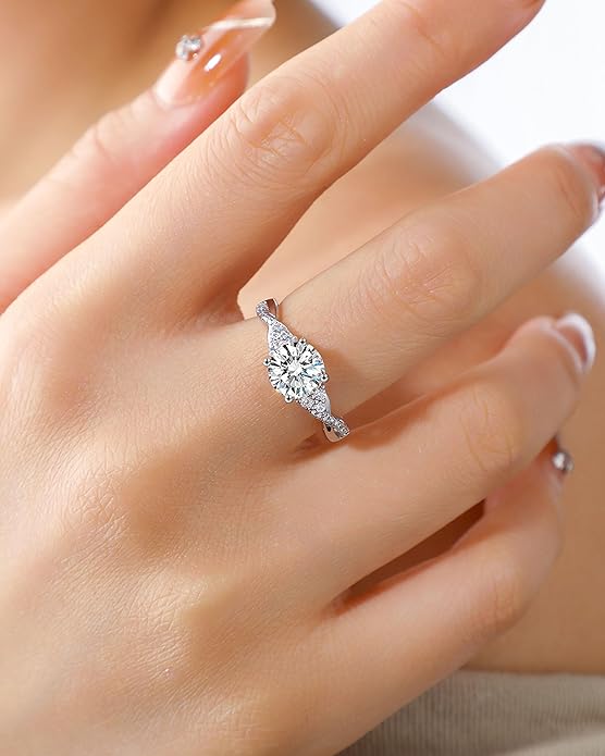 Elspeth 925 Sterling Silver Engagement Ring for Women Oval/Radiant/Pear/Princess/RoundCut Cubic Zirconia Promise Ring Size 4-10