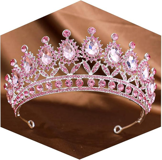 FORSEVEN Crystal Tiaras and Crowns for Women - Wedding and Birthday Party Princess Crown Hair Accessories - Bride Rhinestone Headband Halloween Decorations Hairband