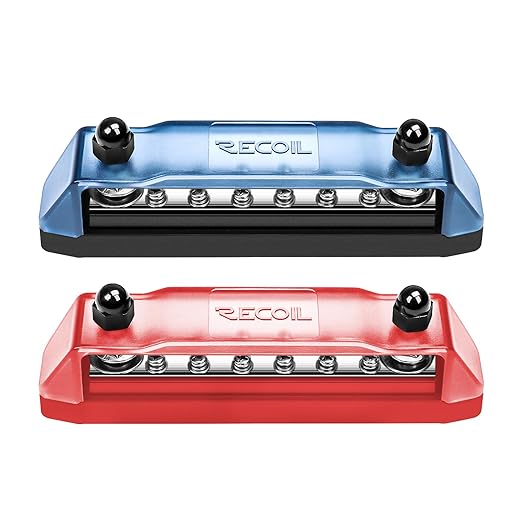 Recoil BB212P Power Distribution Block 12V 150A Dual 5/16” Studs Bus Bar Terminals Battery Busbar for Boat Automotive Solar Wiring
