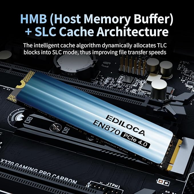 2TB SSD NVMe M.2 2280 PCIe Gen4 x4 Internal Solid State Drive - Up to 7400MB/s, 2TB SSD PS5 Dynamic SLC Cache, PS5 Compatible for Gaming PC Laptop(EN870)