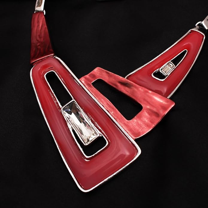 SFE Irregular Enamel Triangle Shape shell Collar Bib Bohemian Boho Statement Necklace Earrings Fashion Costume Jewelry Set for Women