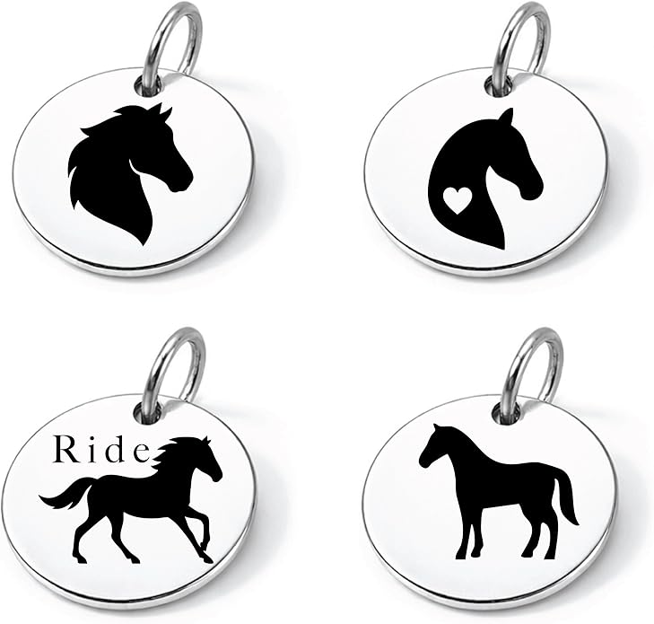 SM Design Western Charm Set of 4 – Stainless Steel Western Charms for Bracelets & Necklaces – Cowgirl, Ranch & Country Style Jewelry Charms – Western Gift for Women & Moms