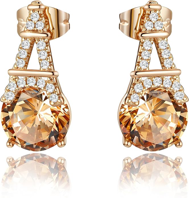 Alphabet Earring for Women, 18K Gold Plated Brass with Cubic Zirconia.