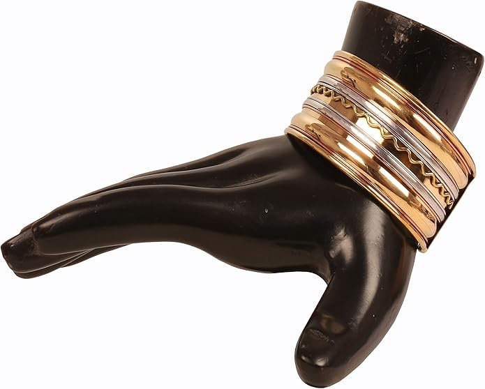 Touchstone Indian Bollywood Handcrafted Slip In Easy To Wear Stylish Wrist Enhancer Designer Broad Jewelry Cuff Bracelet For Women and Men.