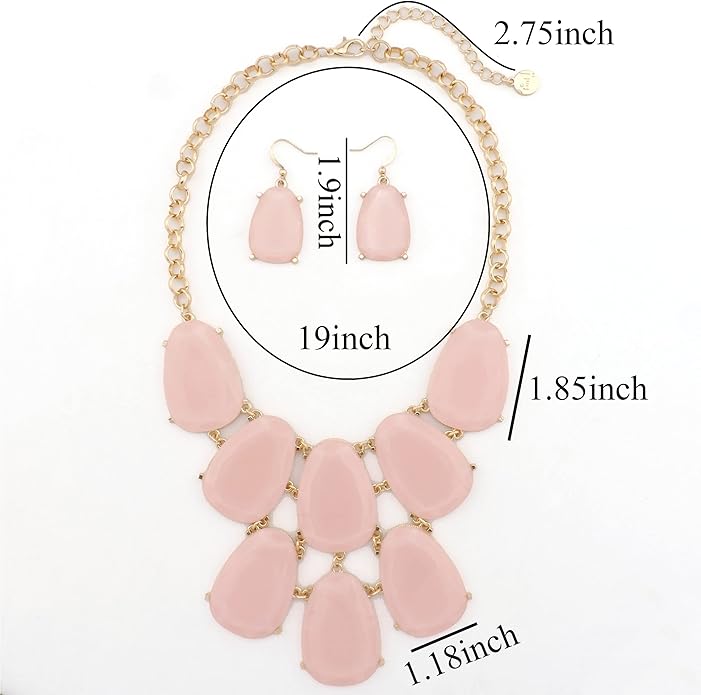Firstmeet Chunky Bubble Statement Collar Necklace with Earrings for Women