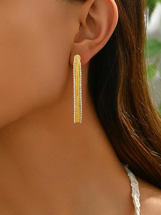 Gold Earrings for Women Trendy, Simple Dainty 14K Gold Plated Paperclip Square Chain Link Dangle Hoops Earrings Pin Stud Huggie Earrings Lightweight Hypoallergenic Minimalist Aesthetic Gold Jewelry for Christmas Gifts