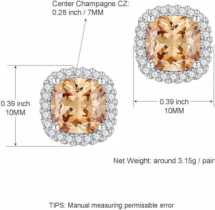 YOMELA Cubic Zirconia Earrings Studs, Halo CZ Birthstone Simulated Diamond Stud Earrings for Women