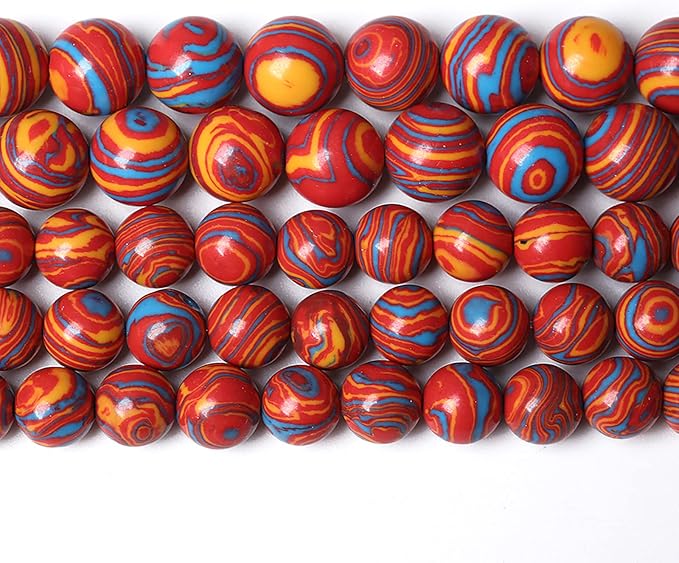 38PCS 10mm Natural Orange Malachite Beads Round Loose Stone Beads for Jewelry Making DIY Bracelet Necklace 15 Inch,Energy Stone Healing Power
