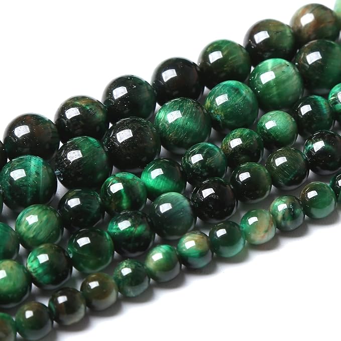 Natural Green Tiger Eye Stone Beads Round Loose Beads Energy Gemstone Healing Power for Jewelry Making 1 Strand 12mm 32pcs 15"
