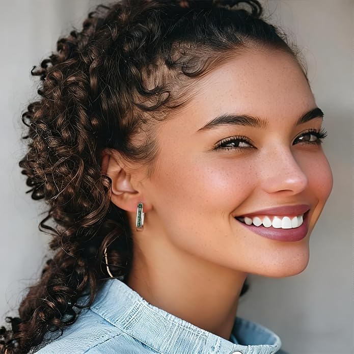 Trendy CZ Gold/Silver Hoop Earrings for Women Square Hypoallergenic chunky gold Hoop Earrings Geometric Minimalist Rectangle Hoops