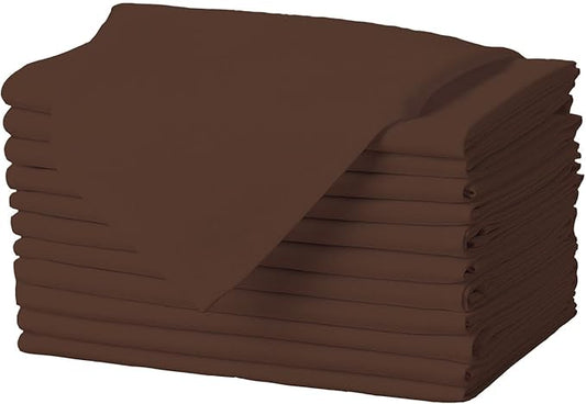 Gee Di Moda Cloth Napkins - 17 x 17 Inch Chocolate Dinner Napkins - Set of 12 Soft & Absorbent Washable Fabric Cloth Table Napkins with Hemmed Edges for Hotel Restaurant, Holiday Parties & Wedding