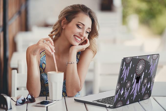 CISSOOK Compatible with MacBook Air 13.6 inch Case 2025 2024 2023 2022 Release A3240 M4 A3113 M3 A2681 M2, Plastic Hard Shell Case & Keyboard Cover & Screen Protector, Dream Catcher