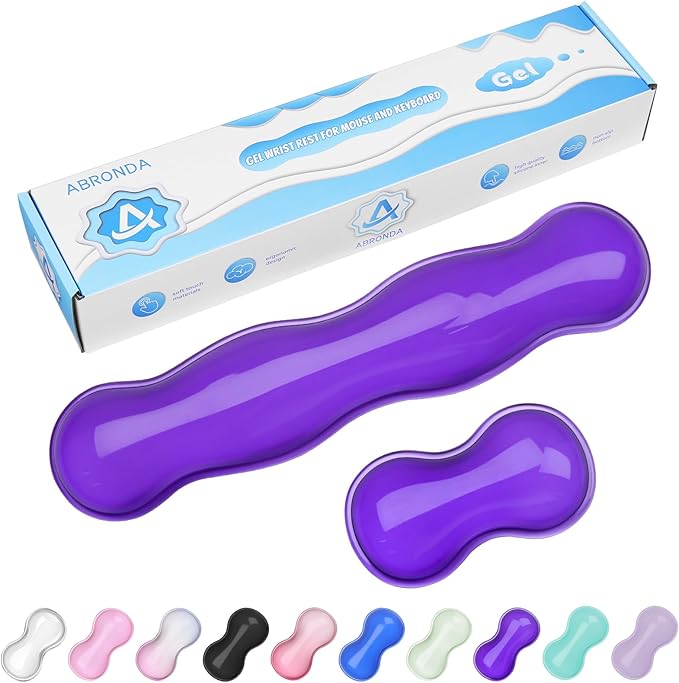 Gel Wrist Rest for Keyboard and Mouse, Wrist Rest for Keyboard, Mouse Wrist Support, Pain Relief, Cool Touch, Non-Skid, Keyboard and Mouse Wrist pad Set