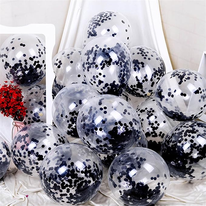 Black Table Confetti 0.59 inch Metallic Foil Confetti for Wedding Birthday Party Confetti Decoration (2.12 oz /1 pack)