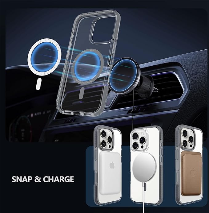 BELTRON Belt Case for iPhone 16 Pro Max, Slim Protective Transparent Case & Rotating Belt Clip Holster Combo (Compatible with MagSafe)