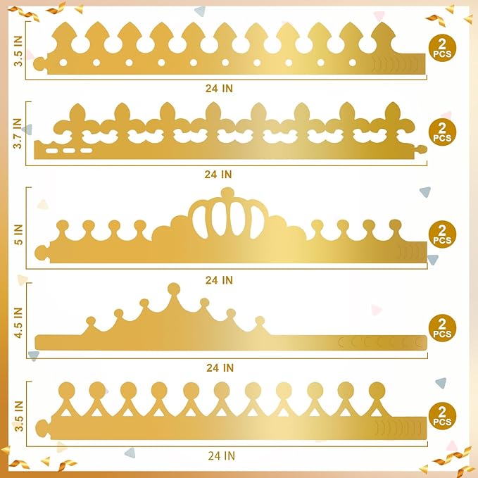 Gold Paper Crowns, Diy Birthday King Crowns Craft to Decorate, Paper Prince Princess Crown Hats for School Classroom