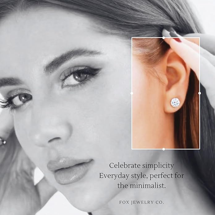 14K White Gold Moissanite Earrings Men & Women, Solid Gold Simulated Diamond and Lab Diamonds Studs for Men & Women, 1ct - 2ct Round, Princess, Heart, Halo Cut, Dangle, Lever or Screw Back Earrings, VVS1, D Color, Pink or Blue - Luxury Gift Box