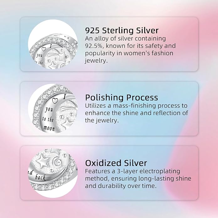 Birthday Fashion Love Heart Dangle Charm 925 Sterling Silver Charms fits Bracelets and Necklace Pendant Bead Charms Jewelry Present for Women Family Friends