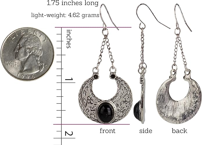 SPUNKYsoul Boho Dangle Earrings for Women – Lightweight Tribal Fan Paddle Design with Hieroglyphic Accents – Unique Handmade Gift Idea for Her