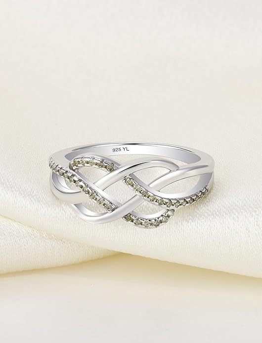 YL Celtic Knot Rings 925 Sterling Silver Twisted Knot Ring Birthstone Infinity Statement Jewelry for Women-size5