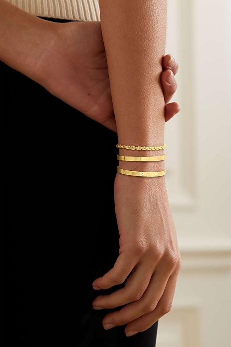 Gold Bangle Bracelets for Women, Non Tarnish Dainty 14K Gold Plated Cuff Bracelets Stackable for Women,Waterproof Bracelet Stack Gold Jewelry Gifts Trendy Adjustable Accessories