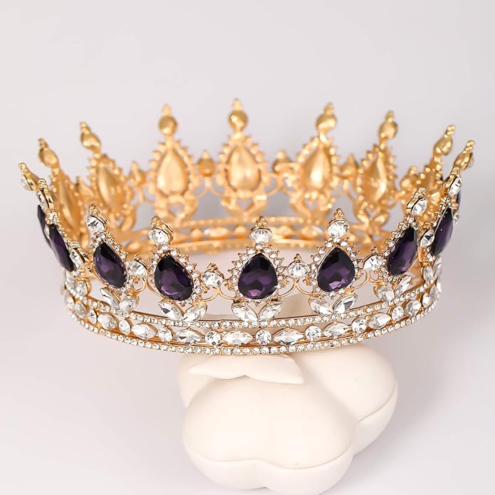 FORSEVEN Queen Crown Rhinestone Wedding Crowns and Tiaras for Women Costume Party Hair Accessories Princess Birthday Crown Crystal Bridal Crown Halloween Decorations Headband
