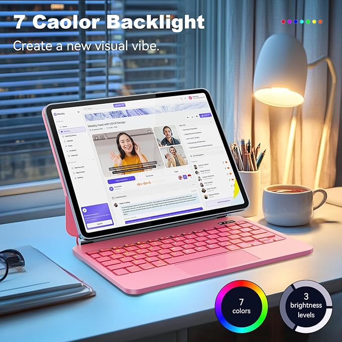 Keyboard Case for iPad Air 11-inch (M3 2025 / M2 2024) & iPad Pro 11 inch(1st/2nd/3rd/4th Generation)，Magic Magnetic Backlit Keyboard Case with Multi-Touch Trackpad- Easy-Set Floating Cantilever Stand