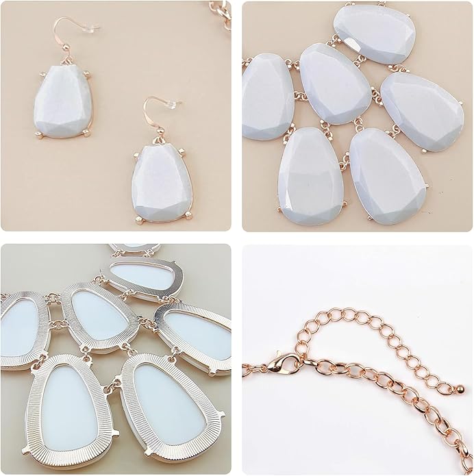 Firstmeet Chunky Bubble Statement Collar Necklace with Earrings for Women