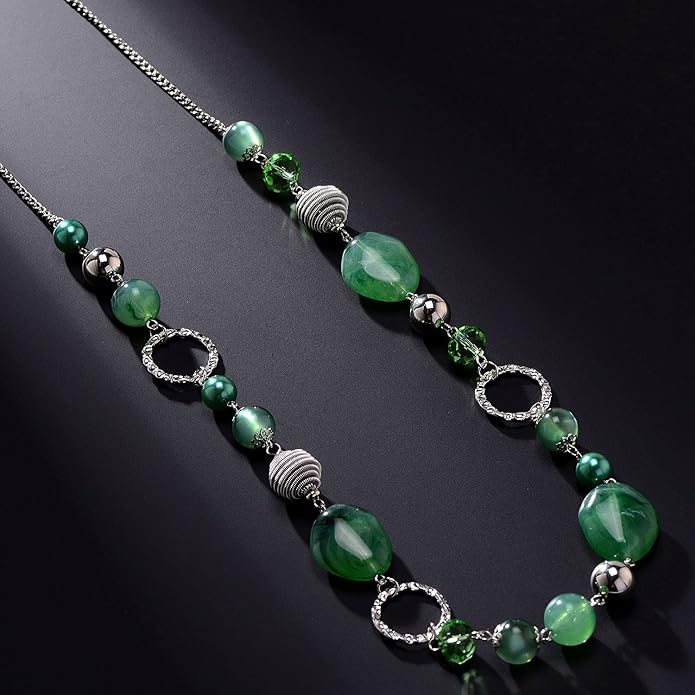 PEARL&CLUB Long Beaded Necklaces For Women - Sweater Chain Fashion Jewelry Necklace Gifts For Women
