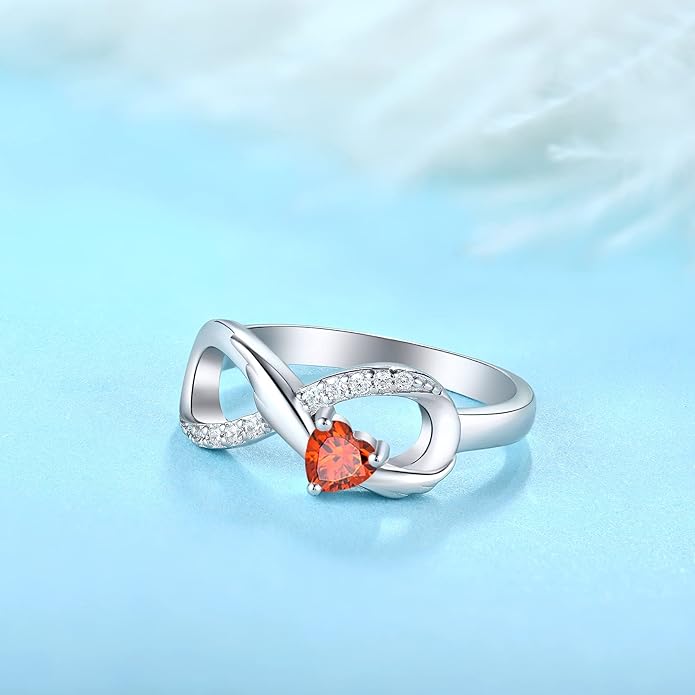 STARCHENIE Infinity Promise Ring 925 Sterling Silver Angel Wings Heart Ring for Women Size 5-10