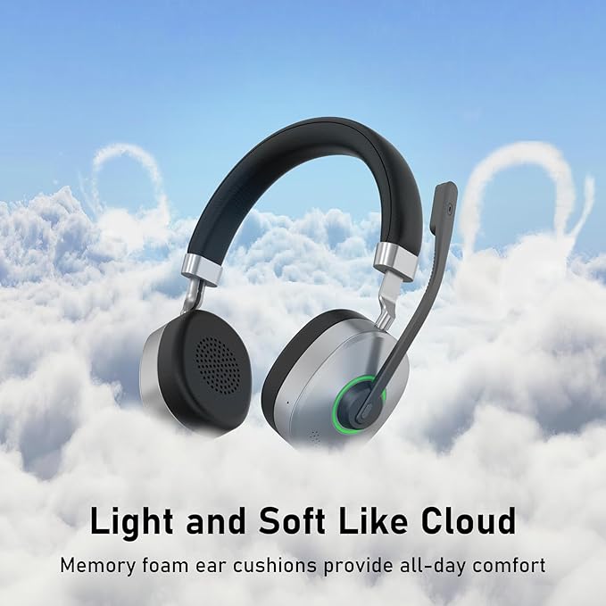 Wireless Headset, Bluetooth Headset with Microphone, AI Noise Cancelling Mic & USB Dongle, Wired/Wireless Headphones with Mute Button, Bluetooth V5.3 Headphone with Mic for Computer/Office/Home/Phone