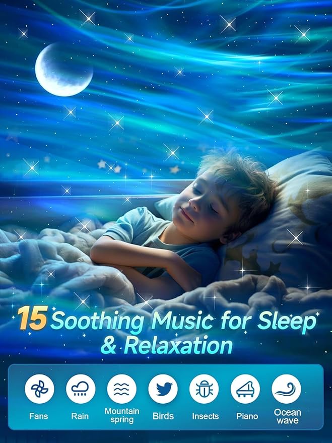 Galaxy Projector Northern Lights Projector,180 Lighting 5 Moons Star Projector Galaxy Light,15 White Noise & Bluetooth Aurora Light Projector,Remote Star Lights for Ceiling Projector for Kids Gifts