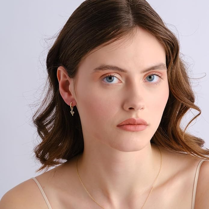 14K Yellow Gold Vermeil Earrings for Women, Hypoallergenic 925 Sterling Silver Minimalist Dainty Jewelry, CZ Accent Stud Hoop & Dangle Earrings, Gift for Her