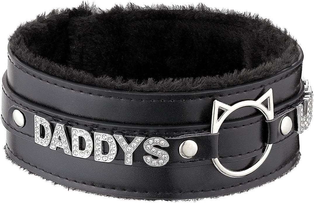 Handmade Collar Choker Necklace for Women – Cat Ear O-Ring Punk Goth Letter Choker,Black/Pink Furry Alt Fashion Jewelry