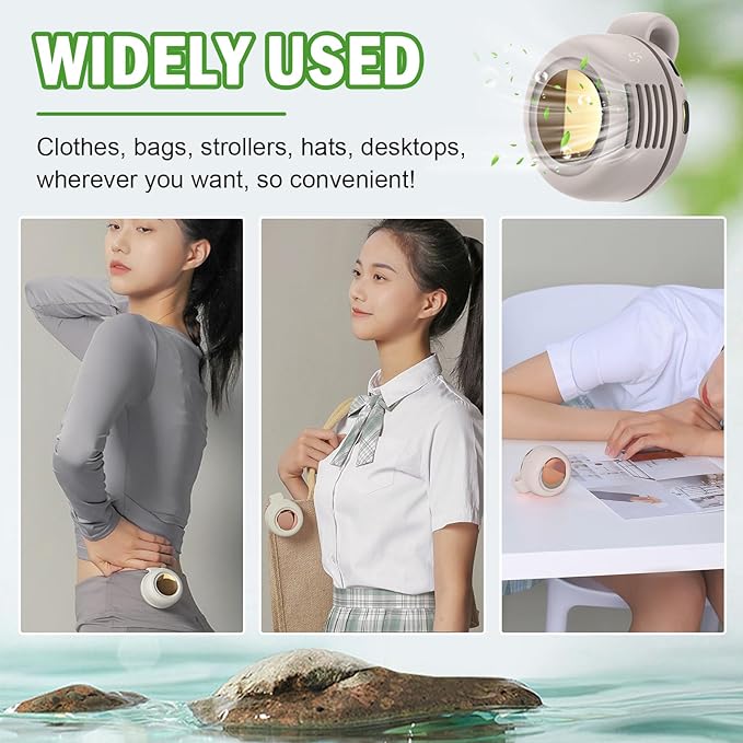 Portable Silent Mini Bladeless Fan Clip on, Portable Silent Mini Bladeless Electric Fan, For Outdoor & Travel & Office, Travel Accessories, Gift, Adjustable 3-Speed (Type-c, White)