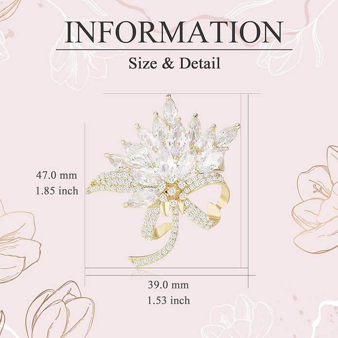 Flower Brooch for Women Rhinestone Flower Brooch Pins Floral Brooches Jewelry Gift for Mom Wife