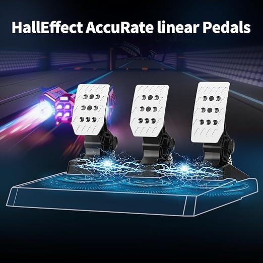DOYO Racing Pedals, PC Gaming Steering Wheel Metal Pedal Set with Hall Sensor, Swappable Springs, Adjustable Throttle, Brake & Clutch, Durable, Compatible with PC Win11/Win10/Win7