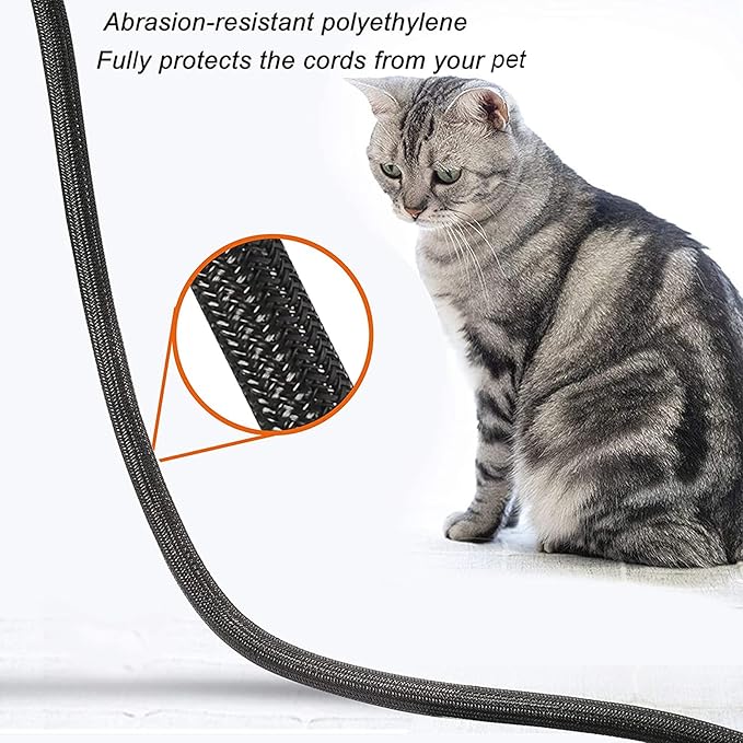 CrocSee 10ft - 3/8 inch Braided Cable Management Sleeve Cord Protector - Self-Wrapping Split Wire Loom for TV/Computer/Home Theater/Engine Bay - Black